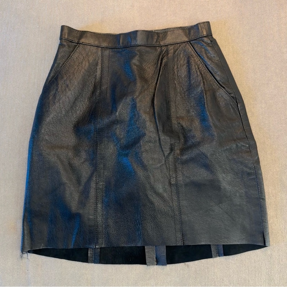 Vintage Big Star Black Leather Mini Skirt